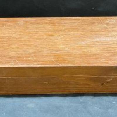 Antique Wood & Leather Lined Storage Box
