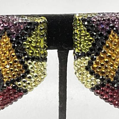 Vintage Multicolored Bejeweled Crystal Earrings

