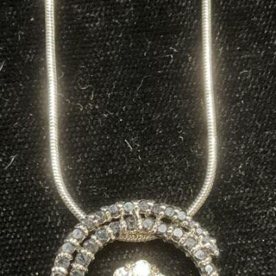 Kian Family Silver Ton Crystal Pendant Necklace
