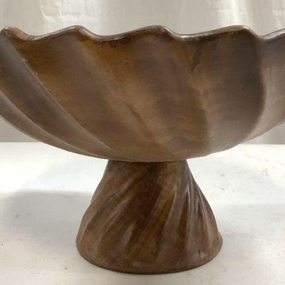 LANE & CO Scalloped Pedestal Bowl Brown
