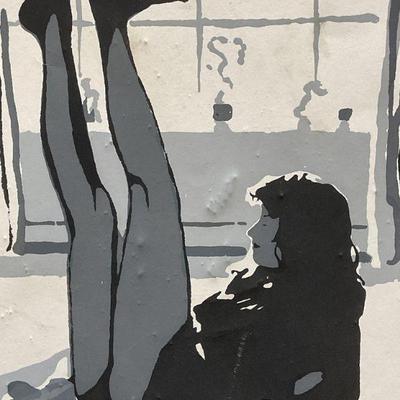 Signed Paula G Reclining Woman Serigraph 1982
