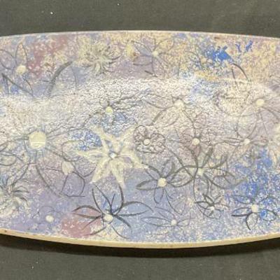 MCM Vtg Hand Painted Ceramic Floral Platter 1968

