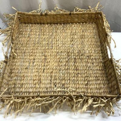 Woven Rattan Centerpiece Tray W Handles
