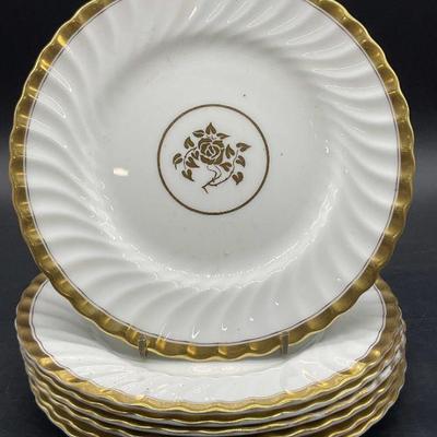 Set 7 MINTONS GOLD ROSE Porcelain Plates, Eng
