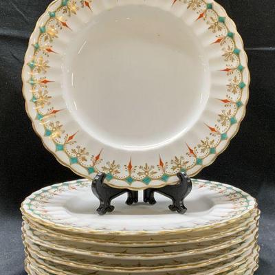 Set 8 Guilt White Porcelain Plates
