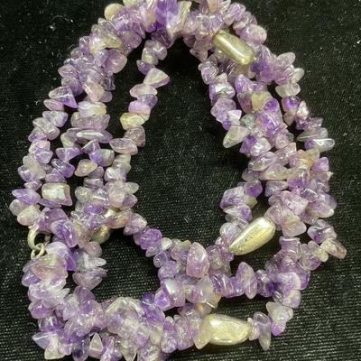 Sterling Silver Amethyst Beaded Necklace
