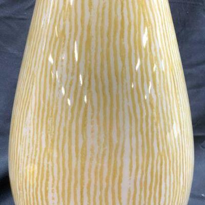 Striped Porcelain Vase White & Yellow
