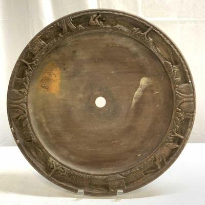 Vntg Intricately Carved Rim Wooden Tray
