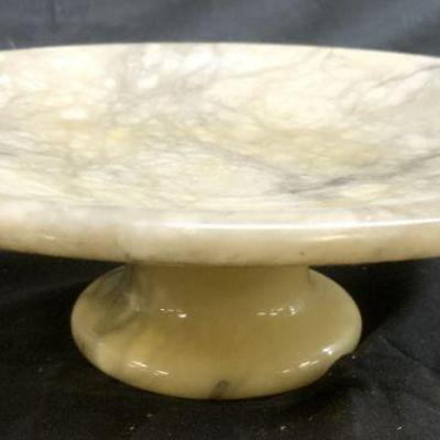 Vintage Pedestaled Marble Dish White/Grey
