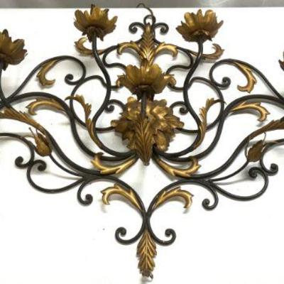 Ornate Metal Floral 7 Arm Electric Wall Sconce
