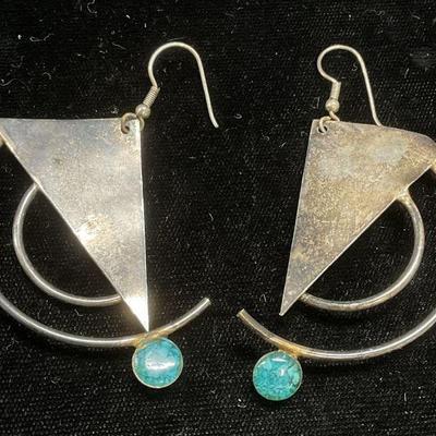 Vintage Silver Plated Geometric Earrings
