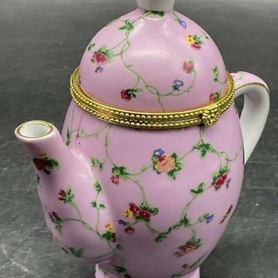 Floral Motif Teapot Form Trinket Box Candle Holder

