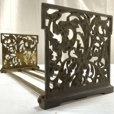 Vintage Ornate Folding Brass Bookend
