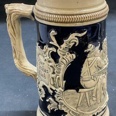 Signed Vtg German Stoneware Beer Stein
