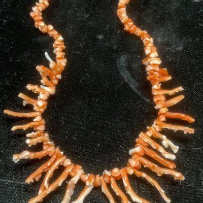 Vintage Pink Coral Branch Beaded Necklace
