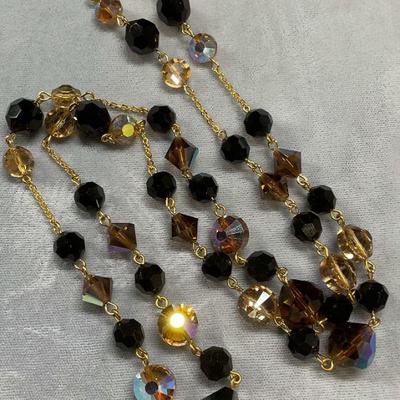 Vintage Gold Tone Crystal Beaded Necklace
