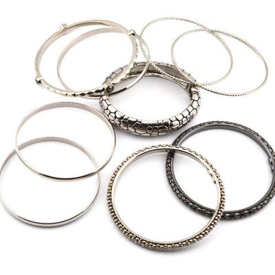 9 Stnlss St Stacking Bangle Bracelets RJGraziano+
