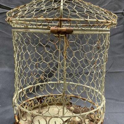 Vintage Hanging Metal Bird Cage
