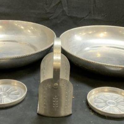Lot 11 Vntg Metal Rim & Dip Bowls & Coasters
