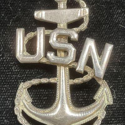 Vtg Sterling Silver U. S. Navy Insignia Brooch
