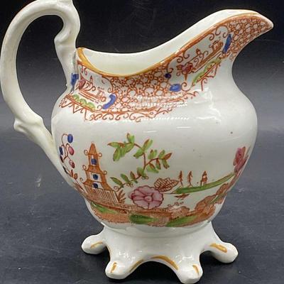 Vintage Hand Painted Chinoiserie Porcelain Creamer
