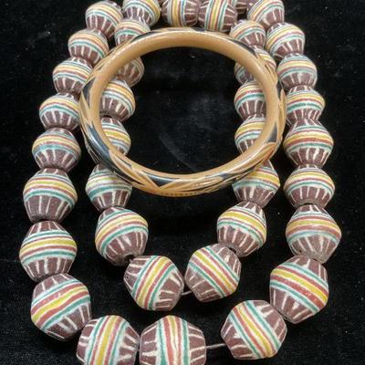 Lot 2 Tribal Style Beaded Necklace & Bracelet
