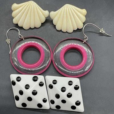 Lot 3 Vintage Geometric Form Earrings
