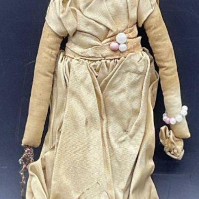 Vintage Handmade Beaded Fabric Doll
