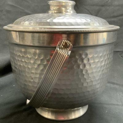 NASCO Hammered Aluminum Ice Bucket W lid ITALY
