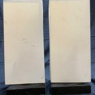 Pair Table Lamps W Shades & Wooden Bases
