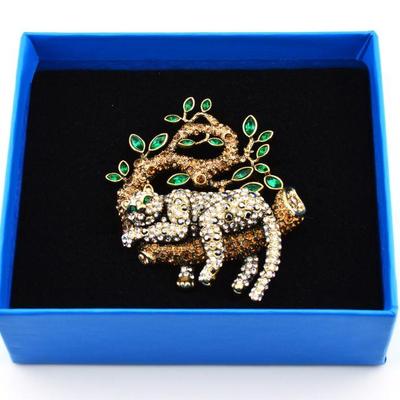 Heidi Daus Lazy Leopard Pin

