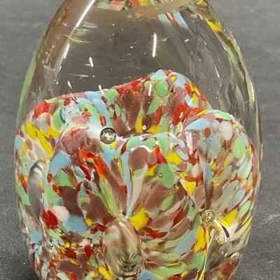 Hand Blown Multicolor Art Glass Egg Paperweight
