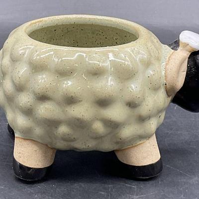 Glazed & Unglazed Pottery Sheep Vessel / Planter
