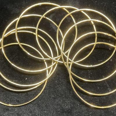 Set 10 Gold Tn Skinny Stacking Bangle Bracelets
