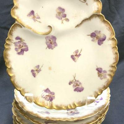 LIMOGES CFH GDM Set 6 Floral Porcelain Plates
