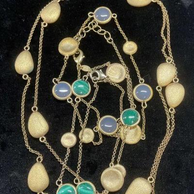 Lot 3 RL Gold Tone Faux Stone Necklaces
