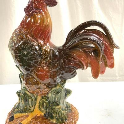 Vintage Majolica Ceramic Rooster Figure

