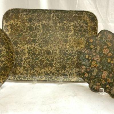 ALFRED E KNOBLER Lot 3 Paper Mache Trays

