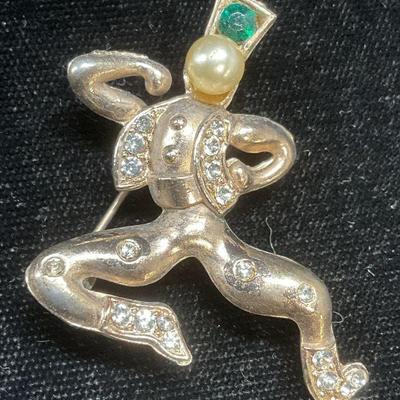 Vintage Gold Tn Figural Russian Dancer Brooch
