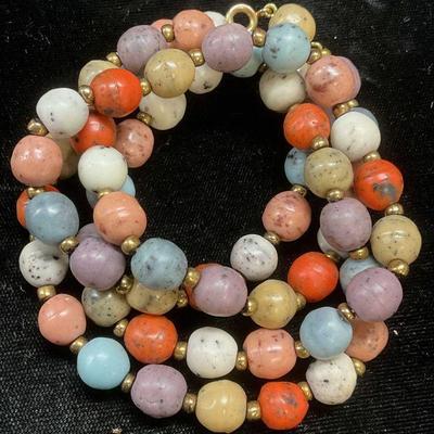Vintage Multicolor Faux Stone Beaded Necklace
