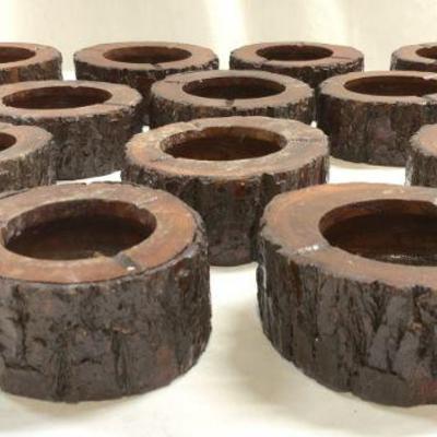 Set 16 Adirondack Style Wood Votive Candle Holders
