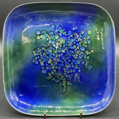 BOVANO Vintage Blue & Green Enamelware Plate
