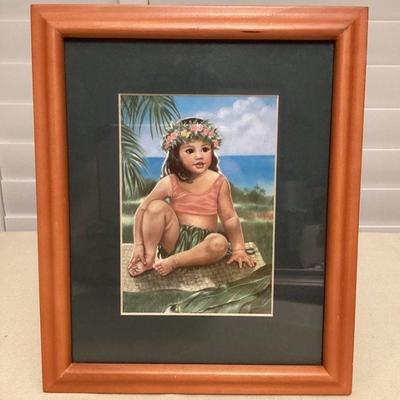 MMS059 Framed Picture Of Baby Hula Girl By Mary Koski