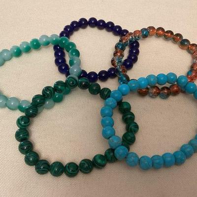 MMS153 Five Polished Stone Bracelets New