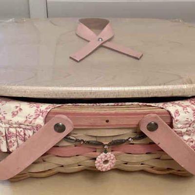 MMS249 Longaberger 2008 Horizon Of Hope Basket, Liner, Protector, Lid & Charm