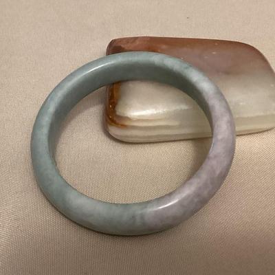 MMS030 Green & Grey Jade Bangle Bracelet New