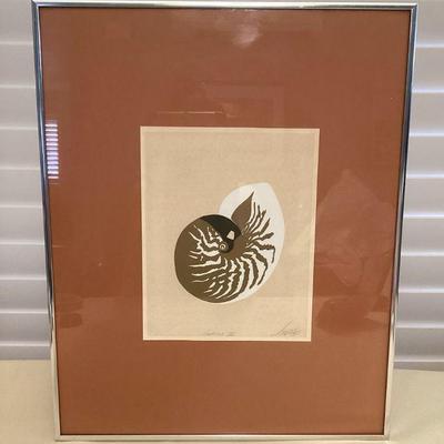 MMS044 Framed “Nautilis II” Shell Lithograph From The Vanguard Studios Signed