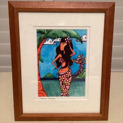 MMS053 Framed Hawaiian Girl Picture By Holly Kitaura