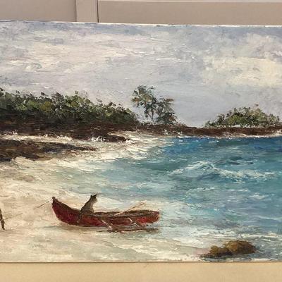 MMS051 Original Seascape Painting Of Cat In A Catamaran 