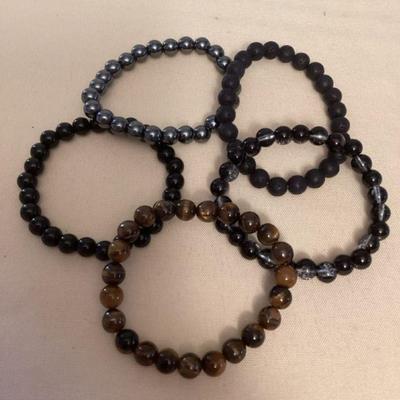 MMS149 Five Polished Stone Bracelets New